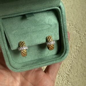 Gold and Diamond Hoop Earrings